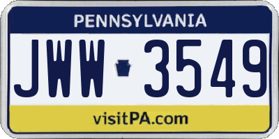 PA license plate JWW3549