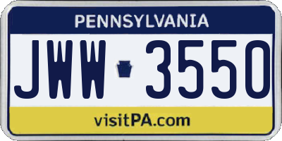 PA license plate JWW3550