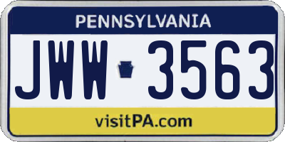 PA license plate JWW3563