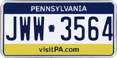 PA license plate JWW3564