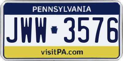PA license plate JWW3576