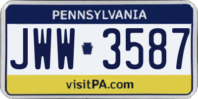 PA license plate JWW3587