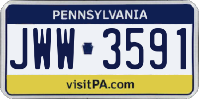 PA license plate JWW3591