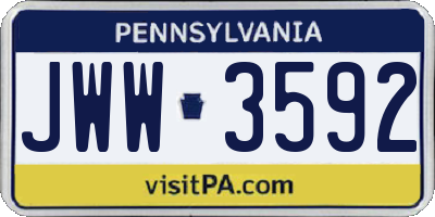 PA license plate JWW3592