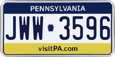 PA license plate JWW3596
