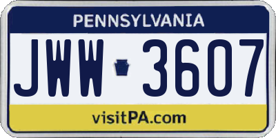 PA license plate JWW3607