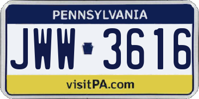 PA license plate JWW3616