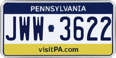 PA license plate JWW3622