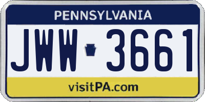 PA license plate JWW3661
