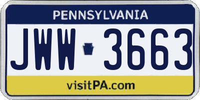 PA license plate JWW3663