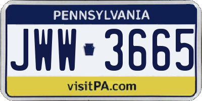PA license plate JWW3665