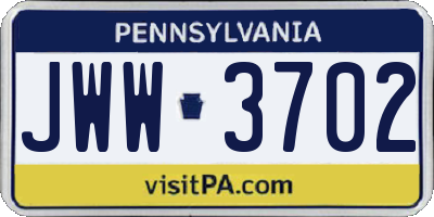 PA license plate JWW3702