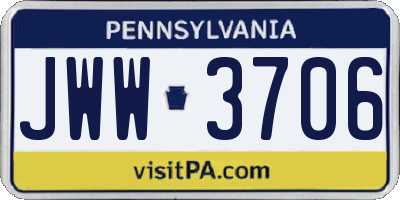 PA license plate JWW3706