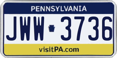 PA license plate JWW3736