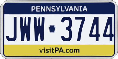 PA license plate JWW3744