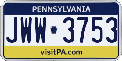 PA license plate JWW3753