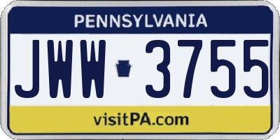 PA license plate JWW3755