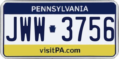 PA license plate JWW3756