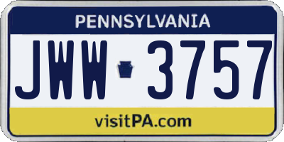 PA license plate JWW3757