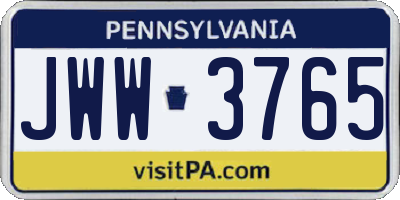PA license plate JWW3765
