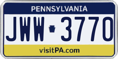 PA license plate JWW3770