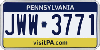 PA license plate JWW3771