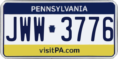 PA license plate JWW3776