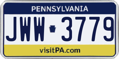 PA license plate JWW3779