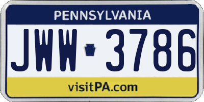 PA license plate JWW3786