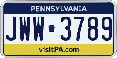 PA license plate JWW3789