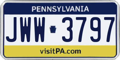 PA license plate JWW3797