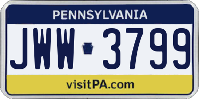 PA license plate JWW3799