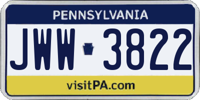 PA license plate JWW3822