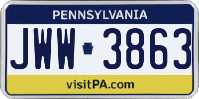 PA license plate JWW3863