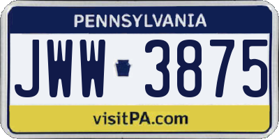 PA license plate JWW3875