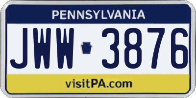 PA license plate JWW3876