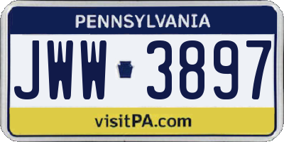 PA license plate JWW3897