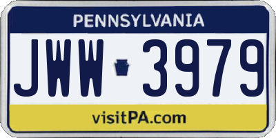 PA license plate JWW3979