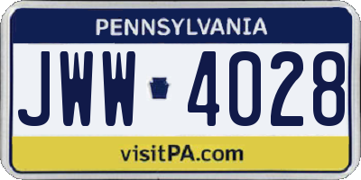 PA license plate JWW4028
