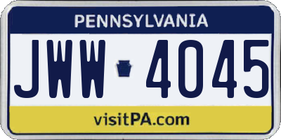 PA license plate JWW4045