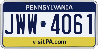 PA license plate JWW4061