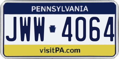 PA license plate JWW4064