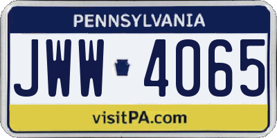 PA license plate JWW4065