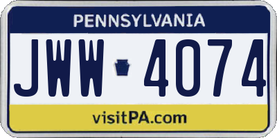 PA license plate JWW4074