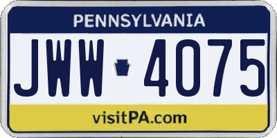 PA license plate JWW4075