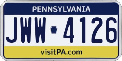 PA license plate JWW4126