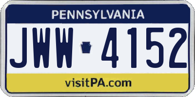 PA license plate JWW4152