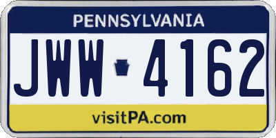 PA license plate JWW4162