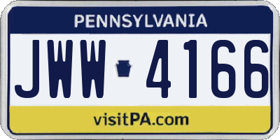 PA license plate JWW4166