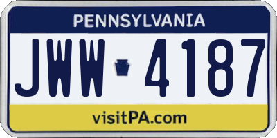 PA license plate JWW4187